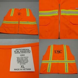 USC Safety Vest Mens XL‎ Orange NCAA Traffic Parking Hi Vis Reflective Full Zip